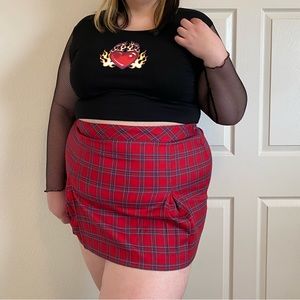 🖤♥️Red plaid mini skirt